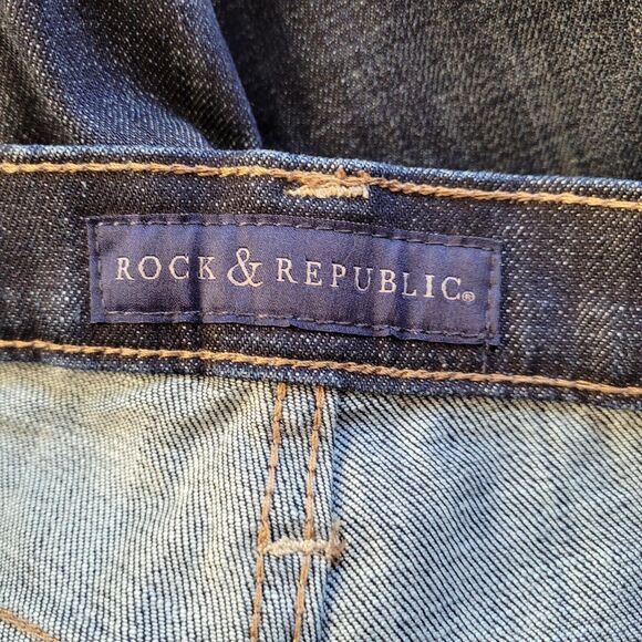 Rock & Republic Kasandra Jeans Size 10  Bootcut Dark Wash Distressed - Picture 7 of 9